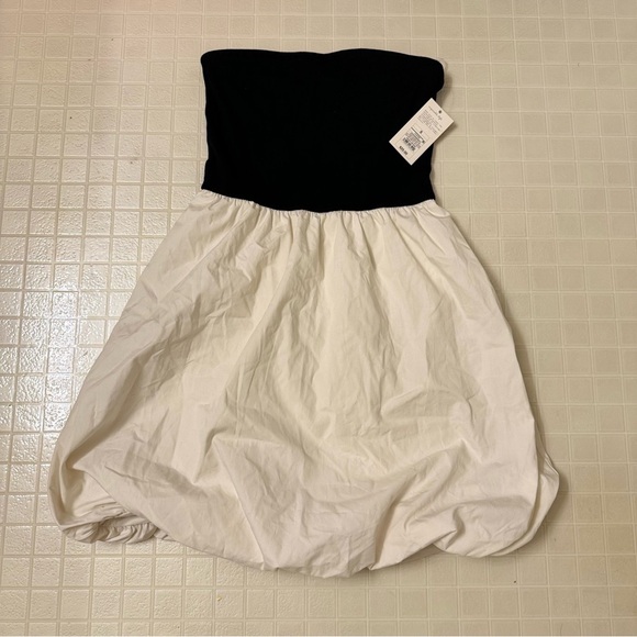 Women's Tube Bubble Mini A-Line Dress - A New Day Black/Cream Size S - Picture 3 of 6